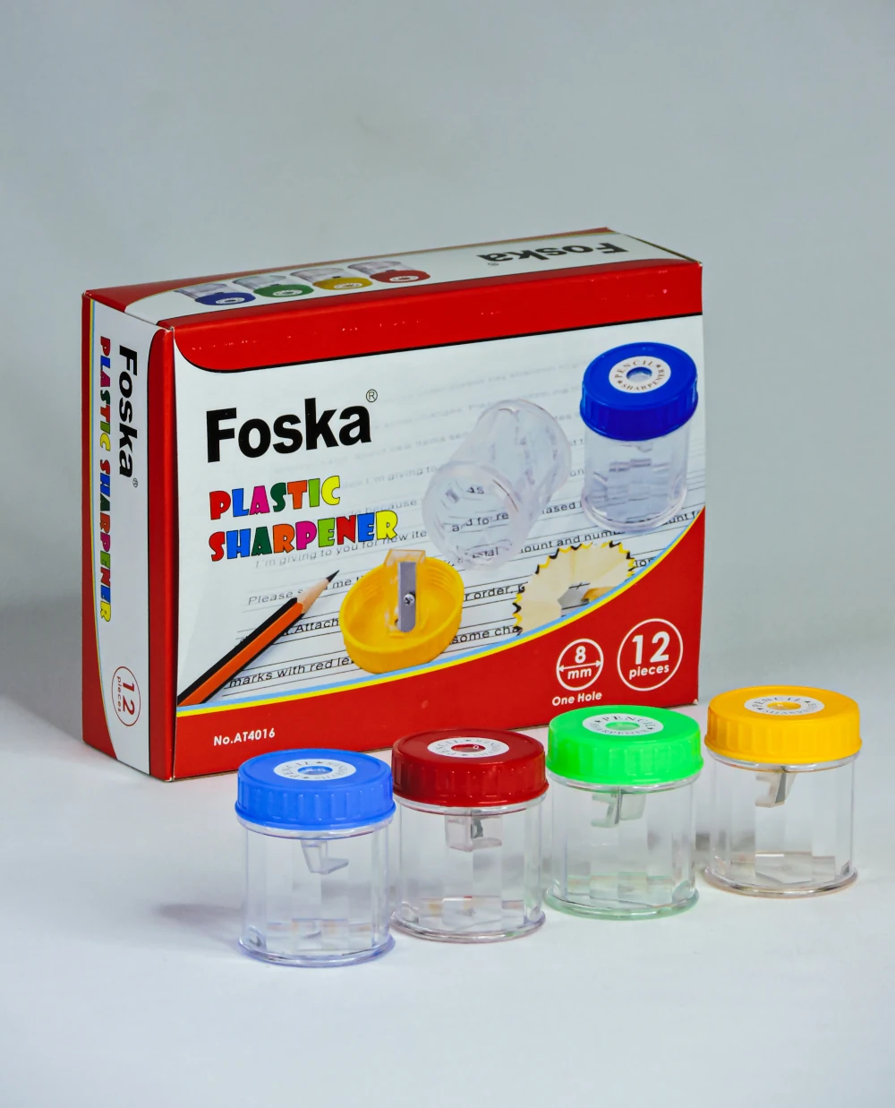 Distribuidora Mora y Mora-Sacapuntas de plastíco con depósito redondo FOSKA